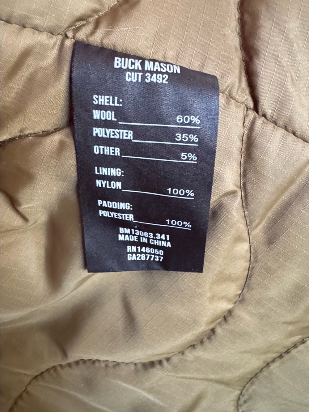 Buck Mason Tan Shirt Jacket with Quilted Lining - Picture 5 of 6